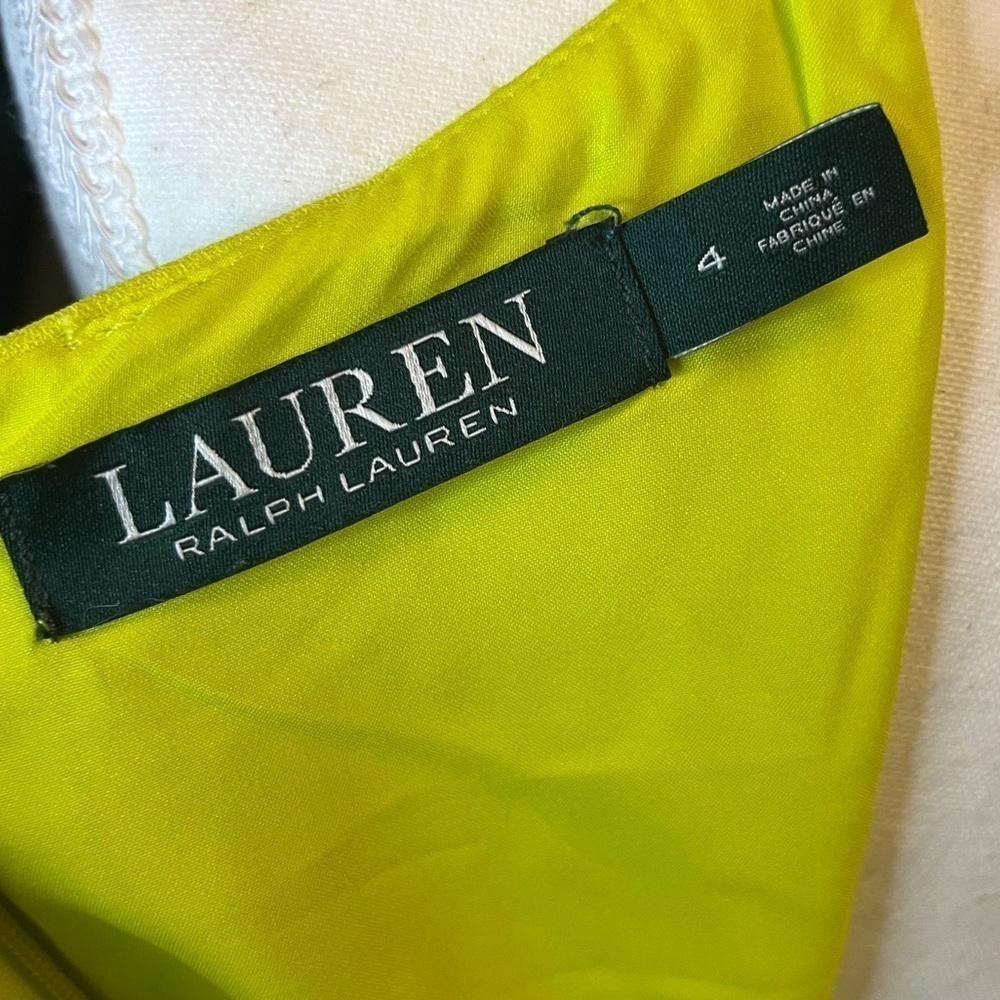 ⭐️ NWT Ralph Lauren Women's Neon Yellow Sleeveless Lined Dress- size 4 - Picture 6 of 9
